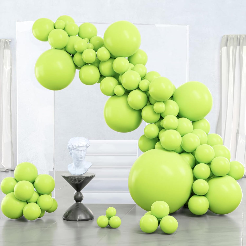 PartyWoo Lime Green Balloons - 127-Piece Latex Balloon Arch Kit | Various Sizes for Graduation & Birthday Celebrations