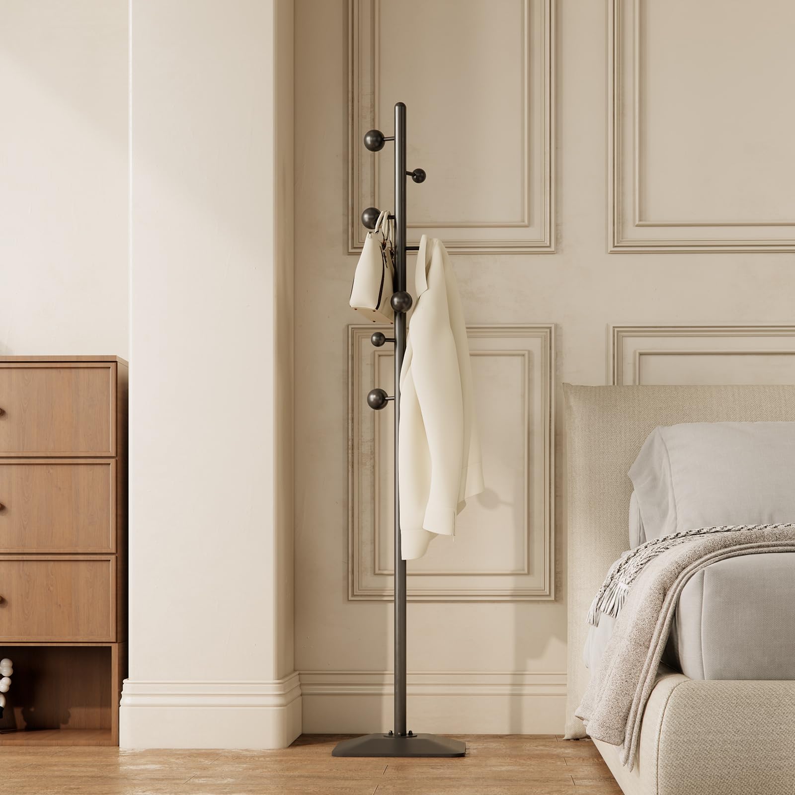 ZHBHYZ coat rack freestanding,coat rack stand with 7 Hooks and Metal Base for Bags, Hats.Coat Tree Coat Hanger Stand for Home Office Hall Entryway