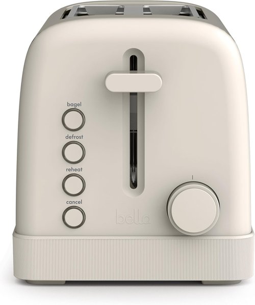 Bella 2 Slice Toaster - 6 Setting Shade Control with Reheat, Cancel & Bagel Functions | Oatmilk Color