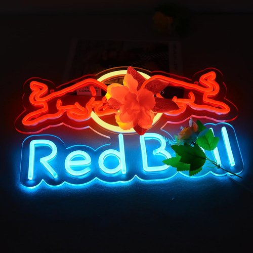 JFLLamp Neon Signs - Vibrant Wall Decor for Man Cave, Restaurant, Office | 16.1" x 9.8" (Azure, Red, White)