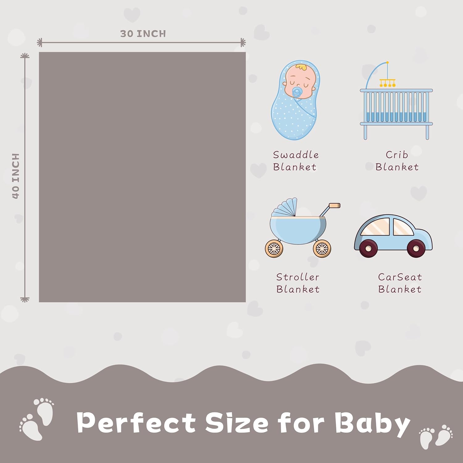 Yurhap Fleece Baby Blanket - Ultra Soft Heart Checkered Design | Cozy 30"x40" Infant Receiving Gift (Oxford Tan)
