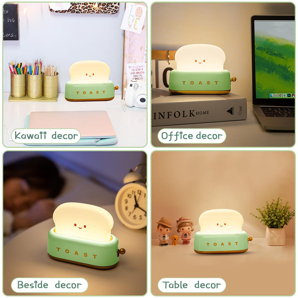 MeXYZ Cute Desk Decor Toaster Lamp, Kawaii Accessories Small LED Night Light for Kids Teen Girls, Room Decor Toast Lamp for Bedroom, Bedside, Living Room Aesthetic Stuff,Gift