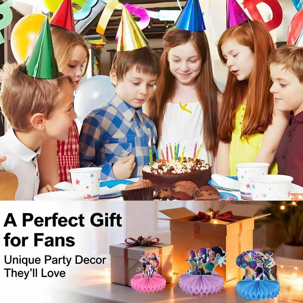 Skiennix Kpop Style Table Decorations Set - 9 Honeycomb Centerpieces with Double-Sided Fantasy Idol Designs