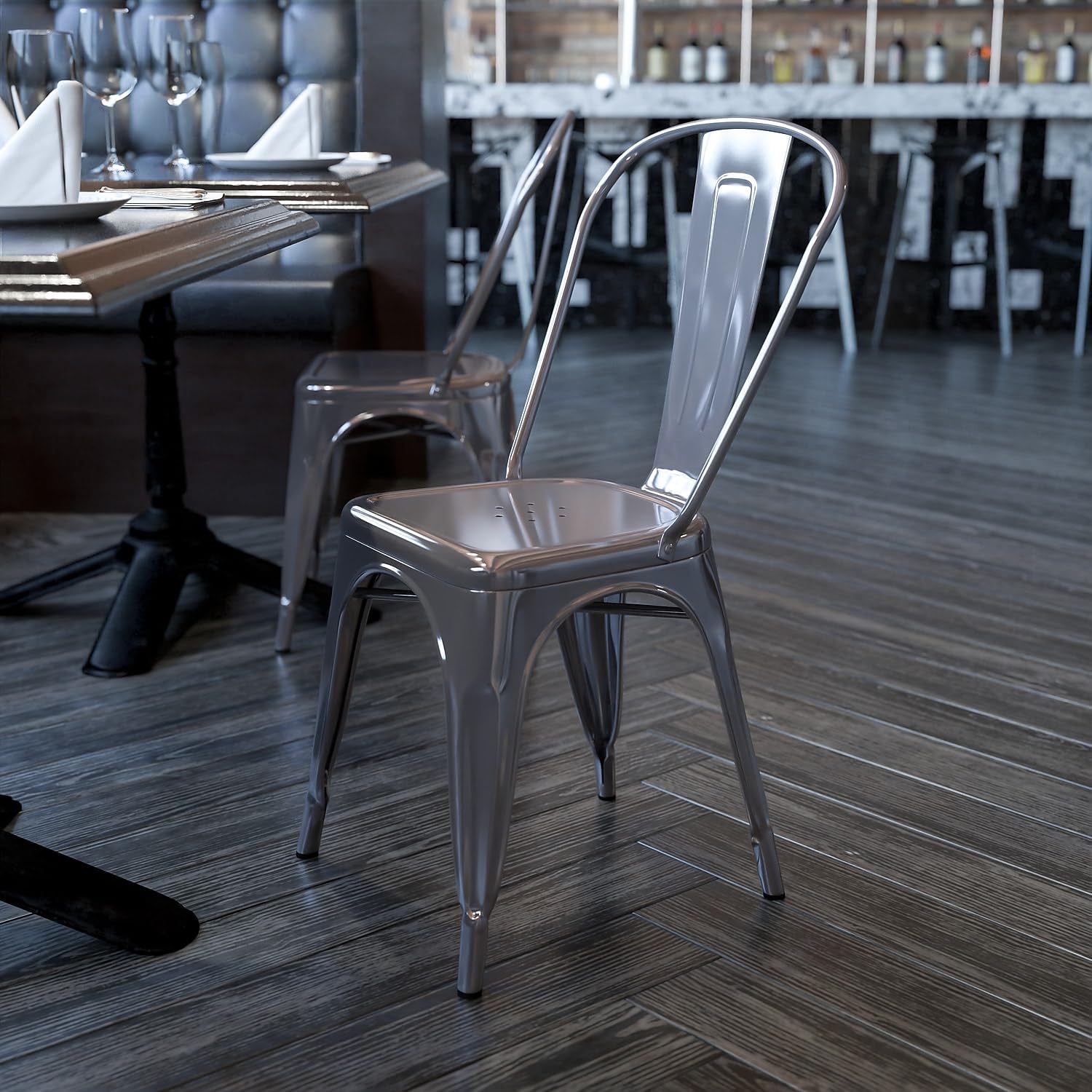 Flash Furniture Lincoln Clear Coated Metal Indoor Stackable Chair