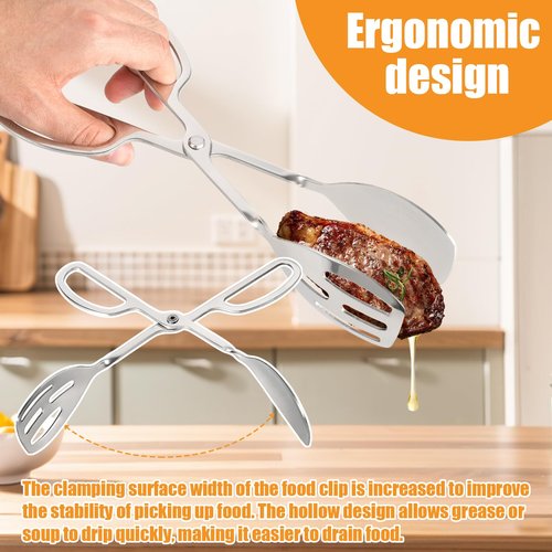 8 Pack Food Serving Salad Tongs, Stainless Steel Salad Tongs with Scissor Handles, Thickening Scissor Tongs for Cooking, Baking, BBQ, Restaurants and Home Kitchen