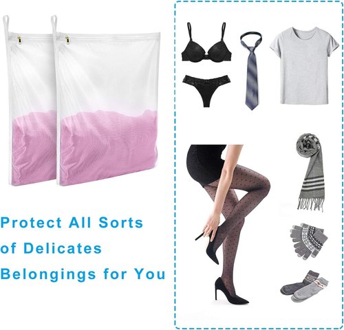 GOGOODA Delicates Laundry Bags - Fine Mesh Wash Bag for Lingerie, Bras & Socks with Hanging Loop