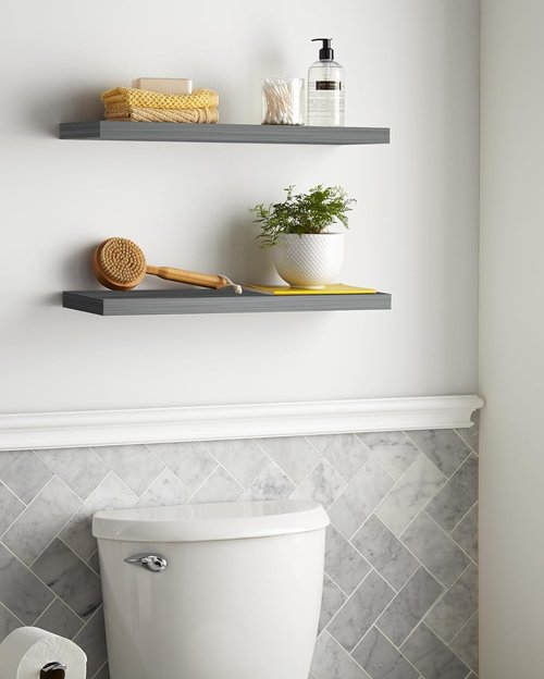 BAYKA Floating Shelves - Rustic Grey Wood Wall-Mounted Storage | 22.5 Inches, Set of 2 for Home Decor