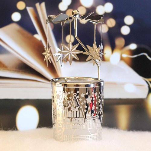 iLajao Candle Carousel - Spinning Metal Tealight Holder for Christmas & Valentine’s Day Decor | Moravian Star Design