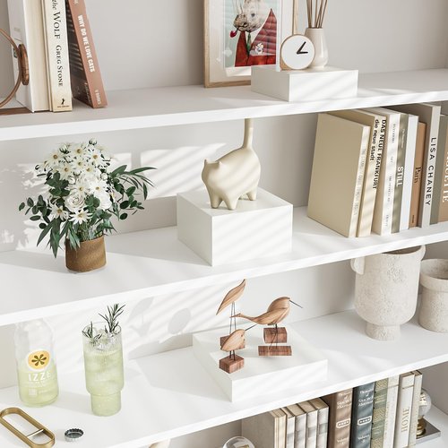 Laumffon Buffet Risers, Food Risers for Buffet Table, Display Stand Shelf for Catering Dessert Collectibles Jewelry Figures Show, White Acrylic Cube Display Nesting Risers with Hollow Bottoms