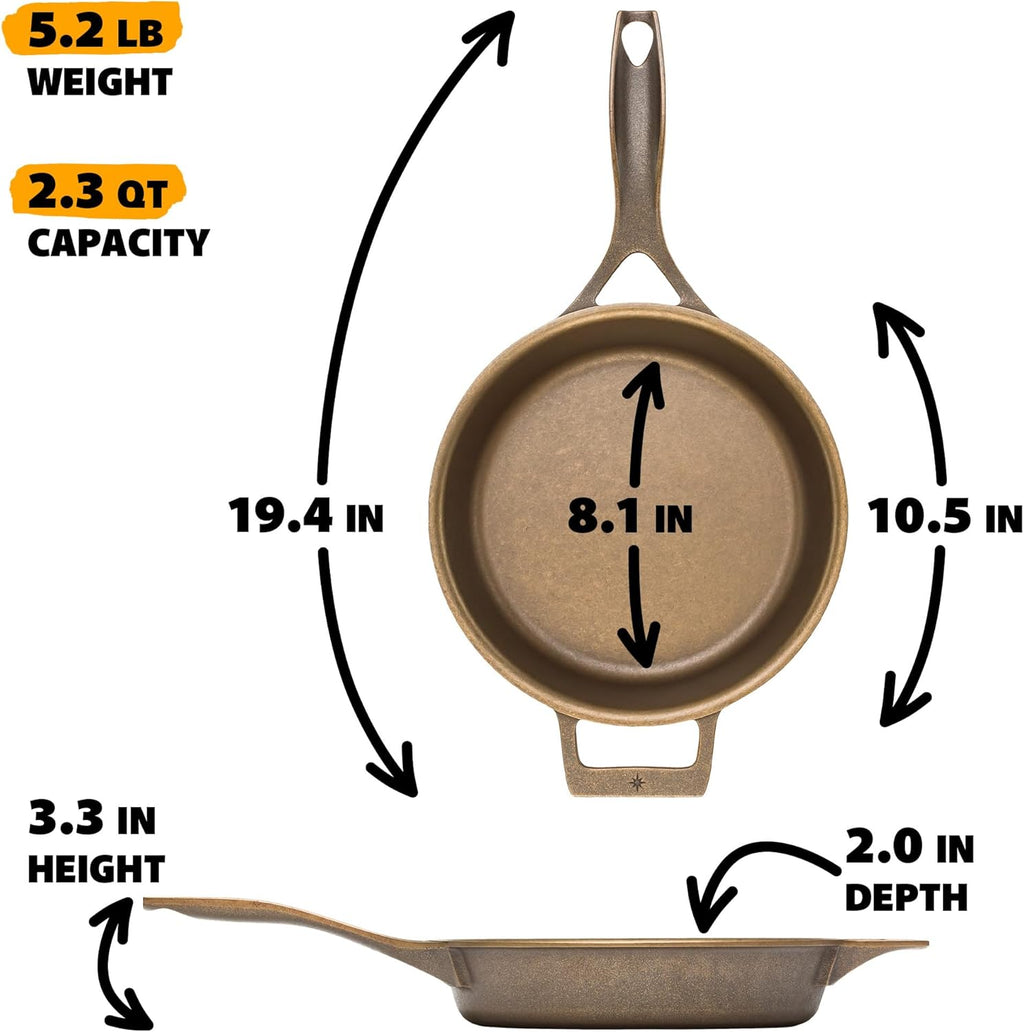 Stargazer 10.5-Inch Cast Iron Skillet - Premium Seasoned Frying Pan for Grilling, Searing & Baking