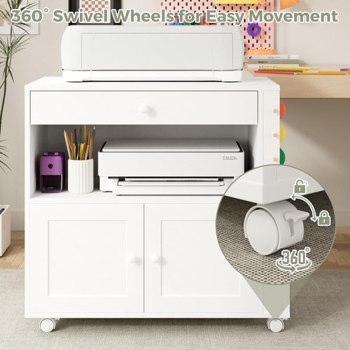Kikihouse Craft Organizer Cart - Storage Cabinet for Cricut with 30 Vinyl Roll Holder | Ideal for Home Craft Room
