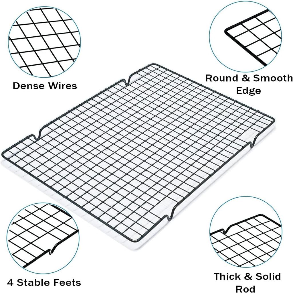 VNIMTI Cooling Rack Set - Oven Safe Cookie Cooling Wire Racks for Baking & Grilling | 16" x 10" Grids