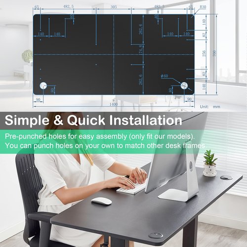 COSTWAY 55" x 28" Universal Table Top, Solid One-Piece Wood Desktop for Standard & Height Adjustable Desk Frame, Rectangular DIY Home Office Countertop(Table Top only) (Black, 55" x 28")