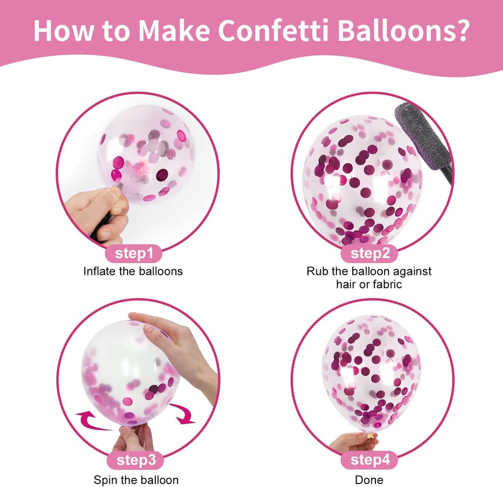 Skiennix Pink and White Balloons Kit - 50pcs 12 Inch Light Pink Latex & Confetti Balloons for Parties