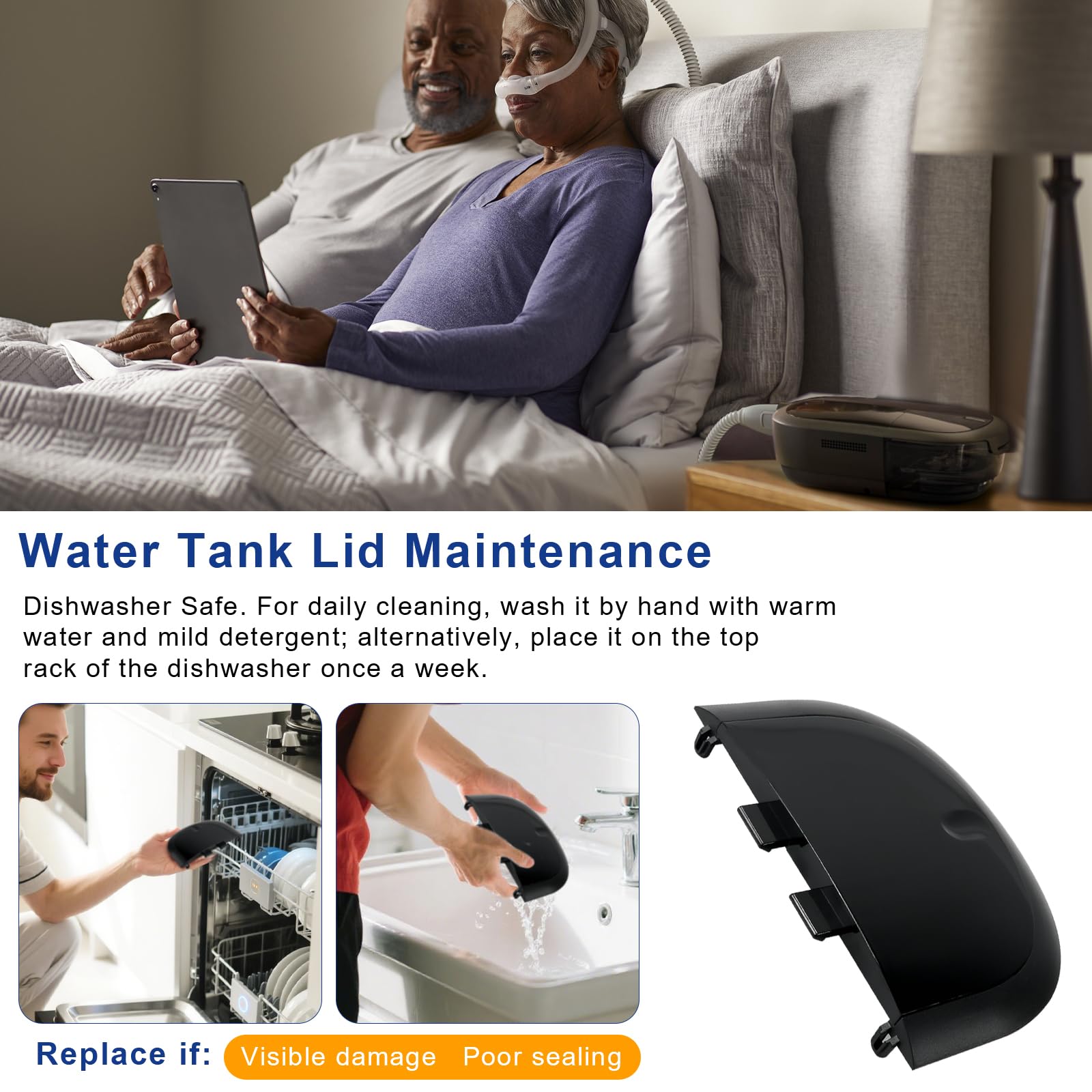 Water Chamber Lid Replacement for Dream-Station 2 (DS2) Humidifier Water Tank, Humidifier Water Tank Cover Replacement Part, Replacing Broken Humidifier, Lid Only