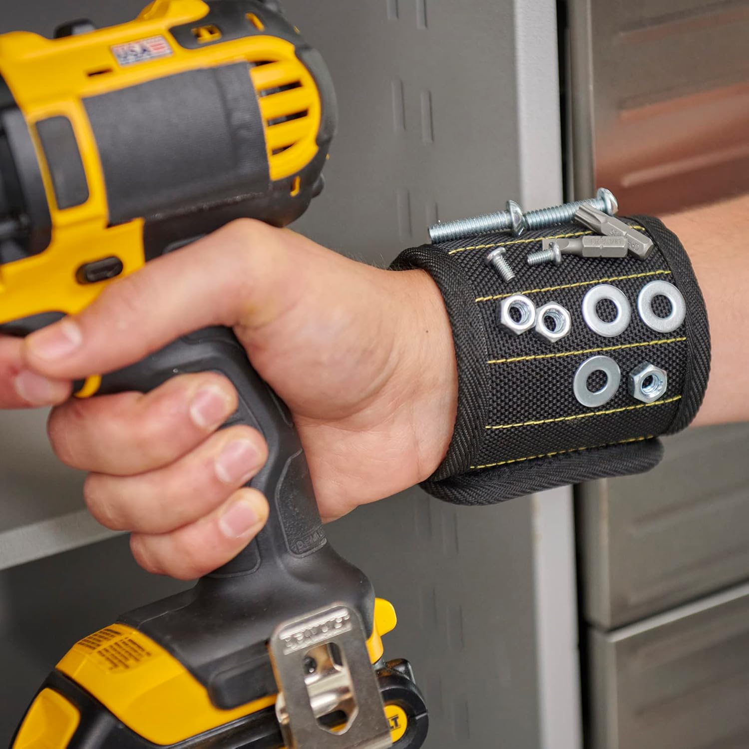 Wrap-It Storage MagSnap Magnetic Wristband - Black Tool Belt for Easy Access | Perfect Father's Day Gift