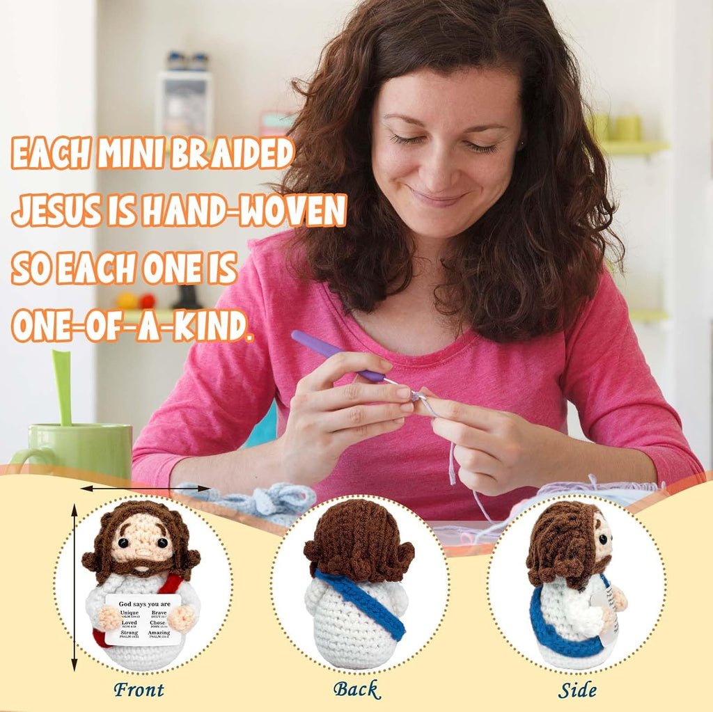 Mini Jesus Plush | Cute Christian Gift for Women & Kids | Red Crochet Stuffed Decoration