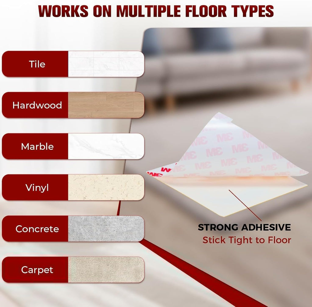 Skiennix 12PC Double-Sided Carpet Tape - Heavy Duty Non-Slip Adhesive for Hardwood Floors & Area Rugs