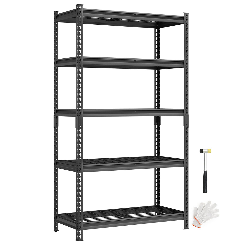 SONGMICS 5-Tier Storage Shelves, Heavy-Duty Garage Shelving, Adjustable Shelving Unit, Steel Shelf, Boltless Assembly, for Garage, Shed, 2,250 lb Load, 18 x 36 x 72 Inches, Ink Black UGLR453B01