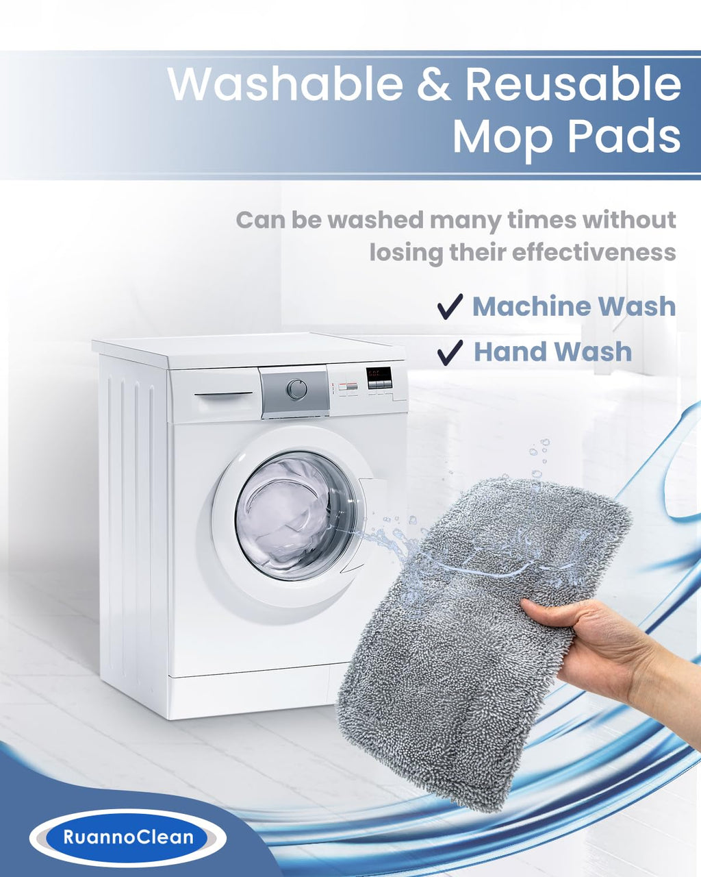 RuannoClean Steam Mop Pads Compatible with GorFanty Steam Mop GF-6610B & GF-6610, Replacement Mop Pads Compatible With Neugo NE033 NE033M Series Steam Mop, Washable & Reusable Microfiber Cloth -4 Pack