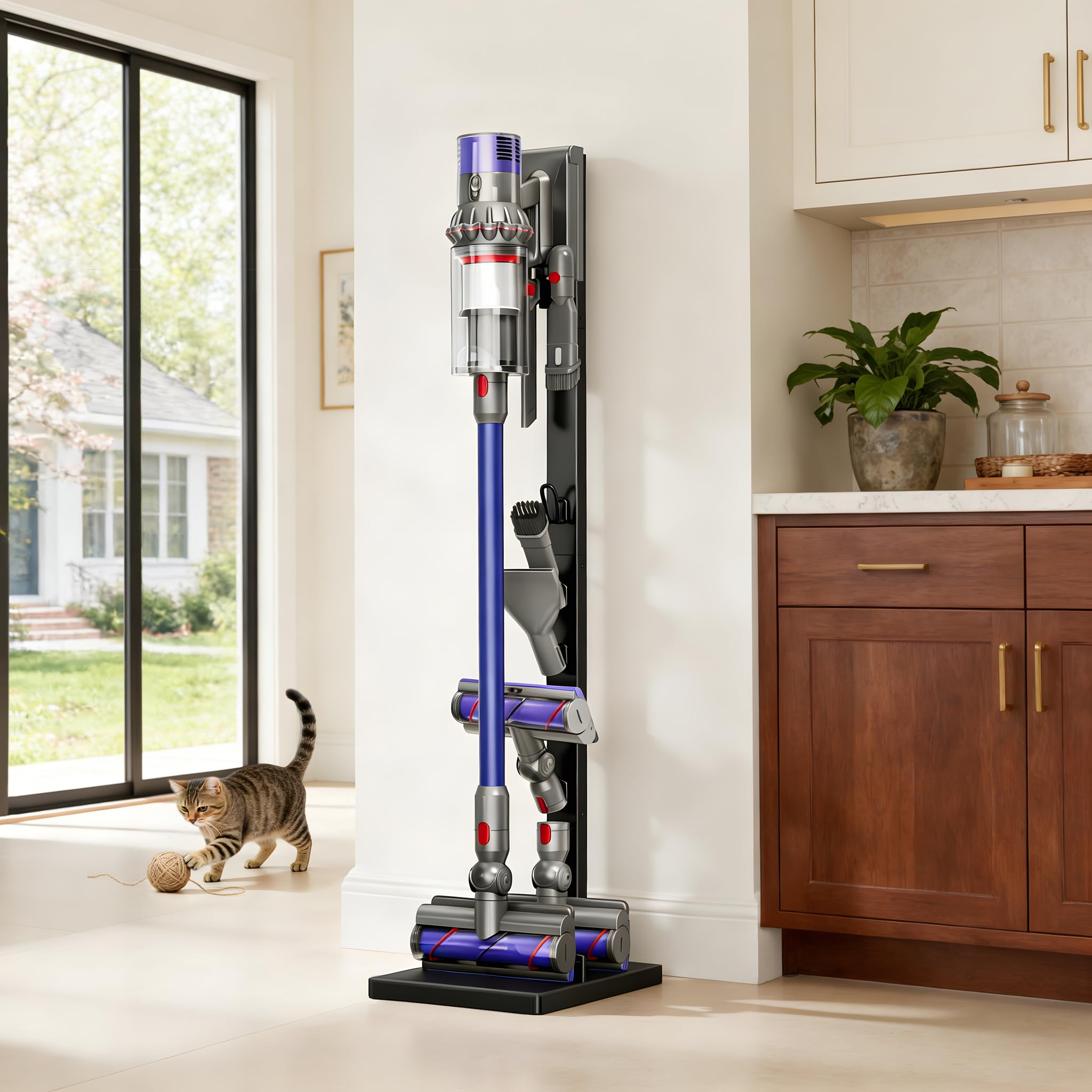 pickpiff Vacuum Cleaner Stand Compatible with Dyson V15, V12, V11, V10, V8, V7, V6 & G5 – Freestanding Holder with Accessory Storage, No Drilling Required, Easy Installation