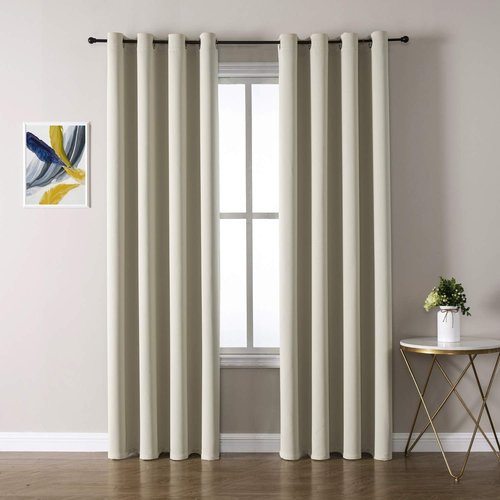 ChrisDowa Blackout Curtains - Room Darkening Thermal Insulated Grommet Panels | 90 Inch, Beige, 2-Pack