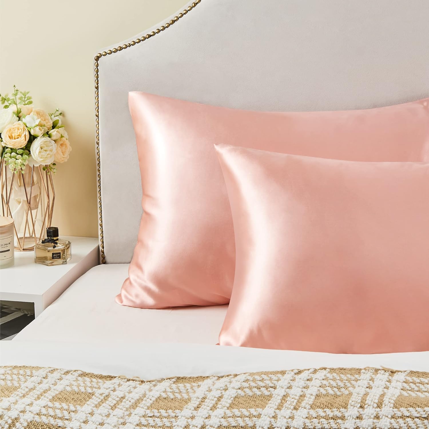 BEDELITE Satin Pillowcase Set - Super Soft Cooling Coral Pillow Cases | Standard Size 20x26 Inches