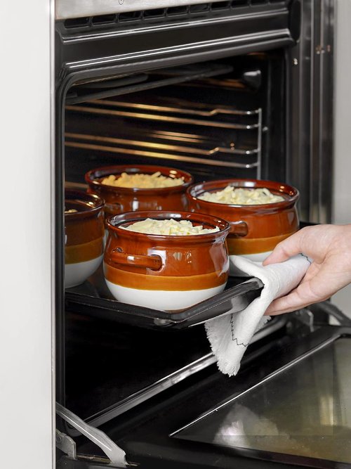 LE TAUCI French Onion Soup Bowls - 22 Ounce Ceramic Crocks with Handles | Oven Safe Set of 4 for Soup & Stews