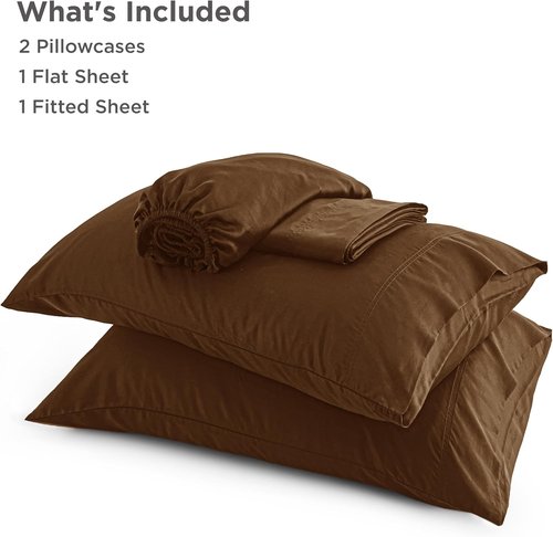 Bedsure Cooling Bed Sheets - Soft & Breathable Rayon from Bamboo | Full Size, Deep Pocket Up to 16 Inches, Brown