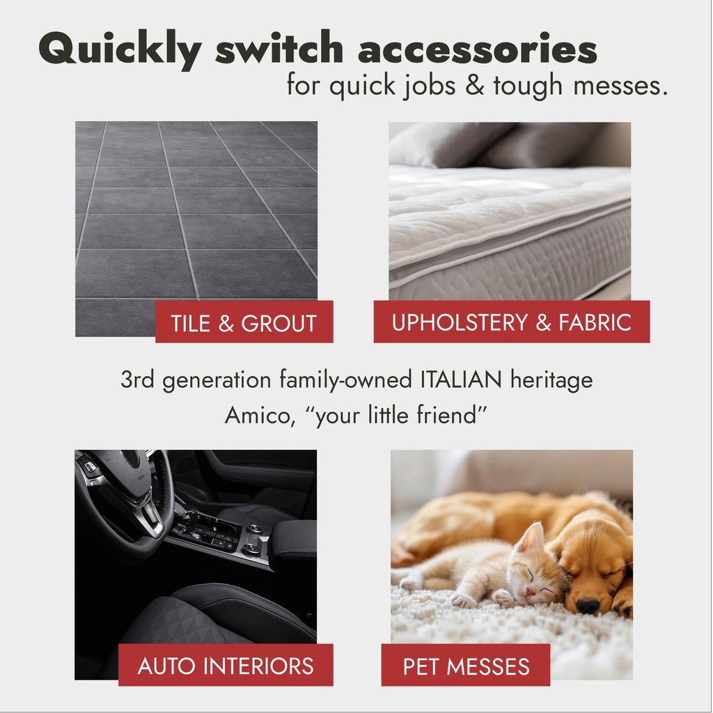 Vapamore MR-75 Amico Handheld Steam Cleaner, Professional-Grade, Italian-Designed Chemical-Free Portable Steam Cleaner for Pet Accidents, Floors, Tile, Grout, Auto, Jewelry & More