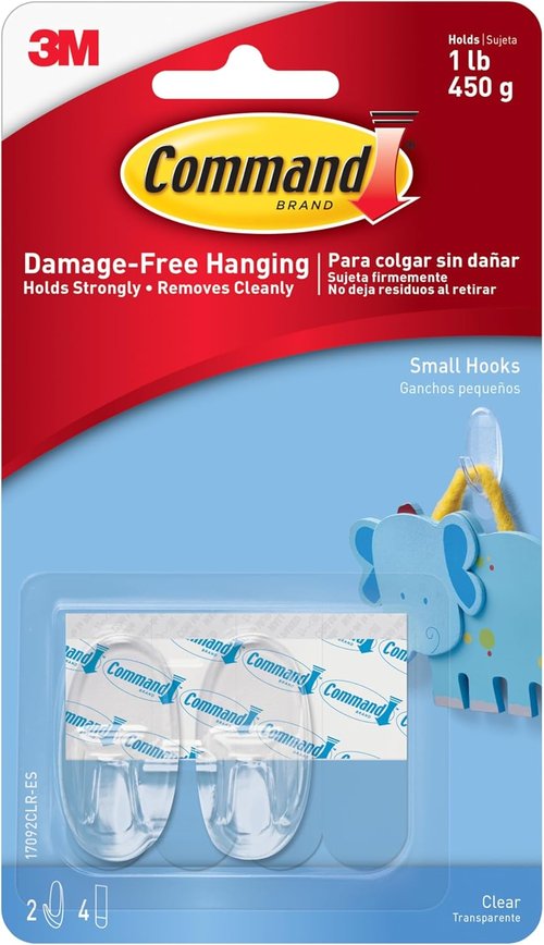 Command Small Clear Oval Hooks - Damage-Free Adhesive Wall Hooks for Home Decor | Holds Up to 1 lb