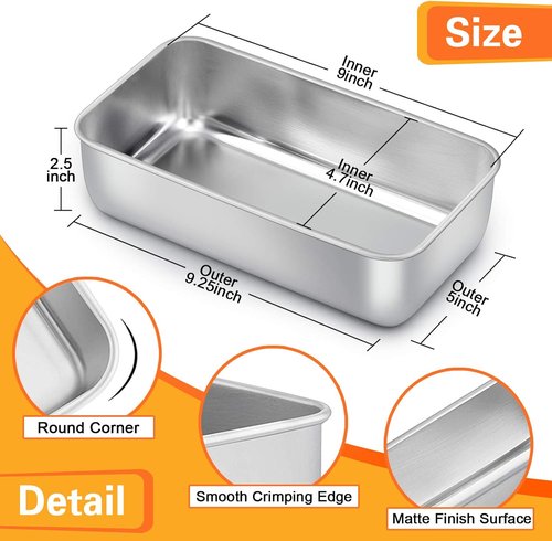 E-far Baking Pans Set - Stainless Steel Rectangle Cake & Loaf Pans | 3-Piece Set, Dishwasher Safe