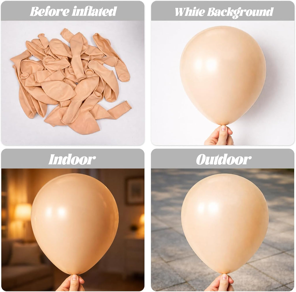 Voircoloria 12-Inch Nude Latex Blush Balloons - 110pcs for Weddings, Graduations & Parties