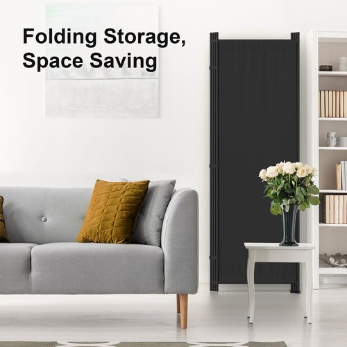 Kecreque Room Divider 4 Panel Partition Room Dividers & Folding Privacy Screens w/ 3 Metal Feet 6FT Portable Wall Doubles as a Dressing Screen Portable Wall for Office Kitchen Children's Room,Black