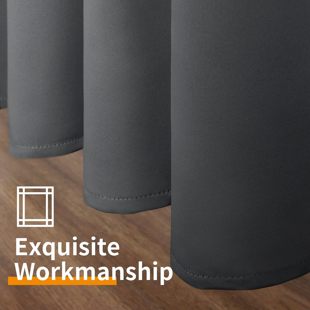 YoungsTex Blackout Curtains - Room Darkening Thermal Insulated Drapes, 63 Inch Long, Dark Grey, 2 Panels