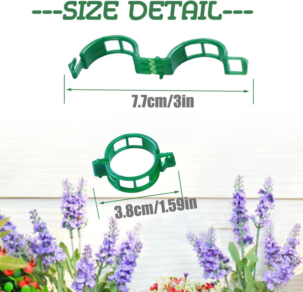 Skiennix Plant Support Clips - 100 Durable Tomato & Grape Vine Clips for Garden Trellis | Green