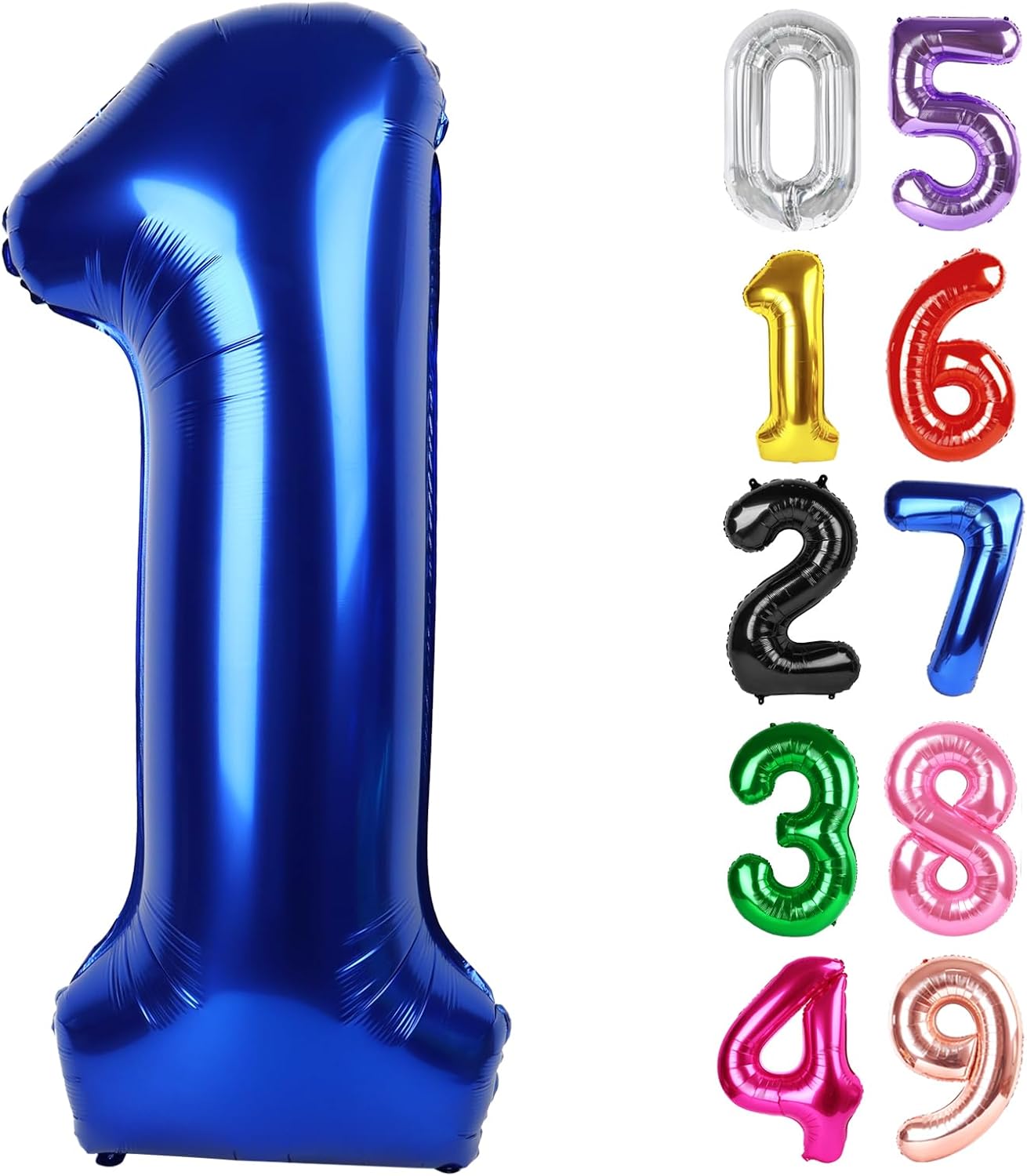 Night Blue Number 1 Balloon - 40 Inch Shiny First Birthday Decoration for Baby Boy or Girl