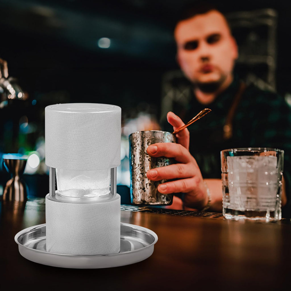 VEVOR Ice Ball Press, 2.4" Ice Ball Maker, Aircraft Al Alloy Ice Ball Press Kit for 60mm Ice Sphere, Ice Press with Tong and Drip Tray, for Whiskey, Cocktail, Bourbon, Scot on Party & Holiday, Silver