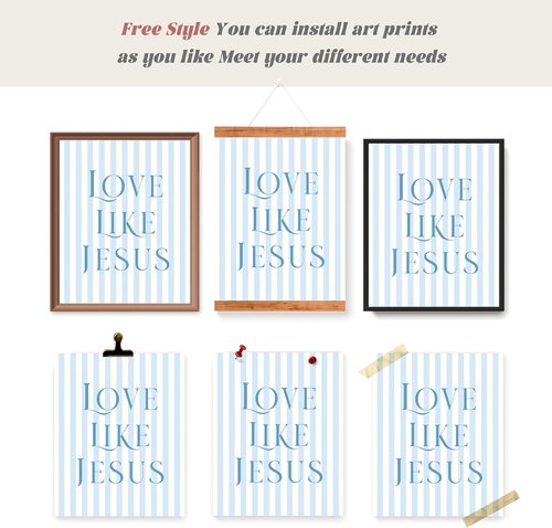 LARTSFRO Coquette Blue Bow Wall Art Decor - Inspirational Christian Posters for Teen Girls | 12x16 Inch Set of 4 Unframed