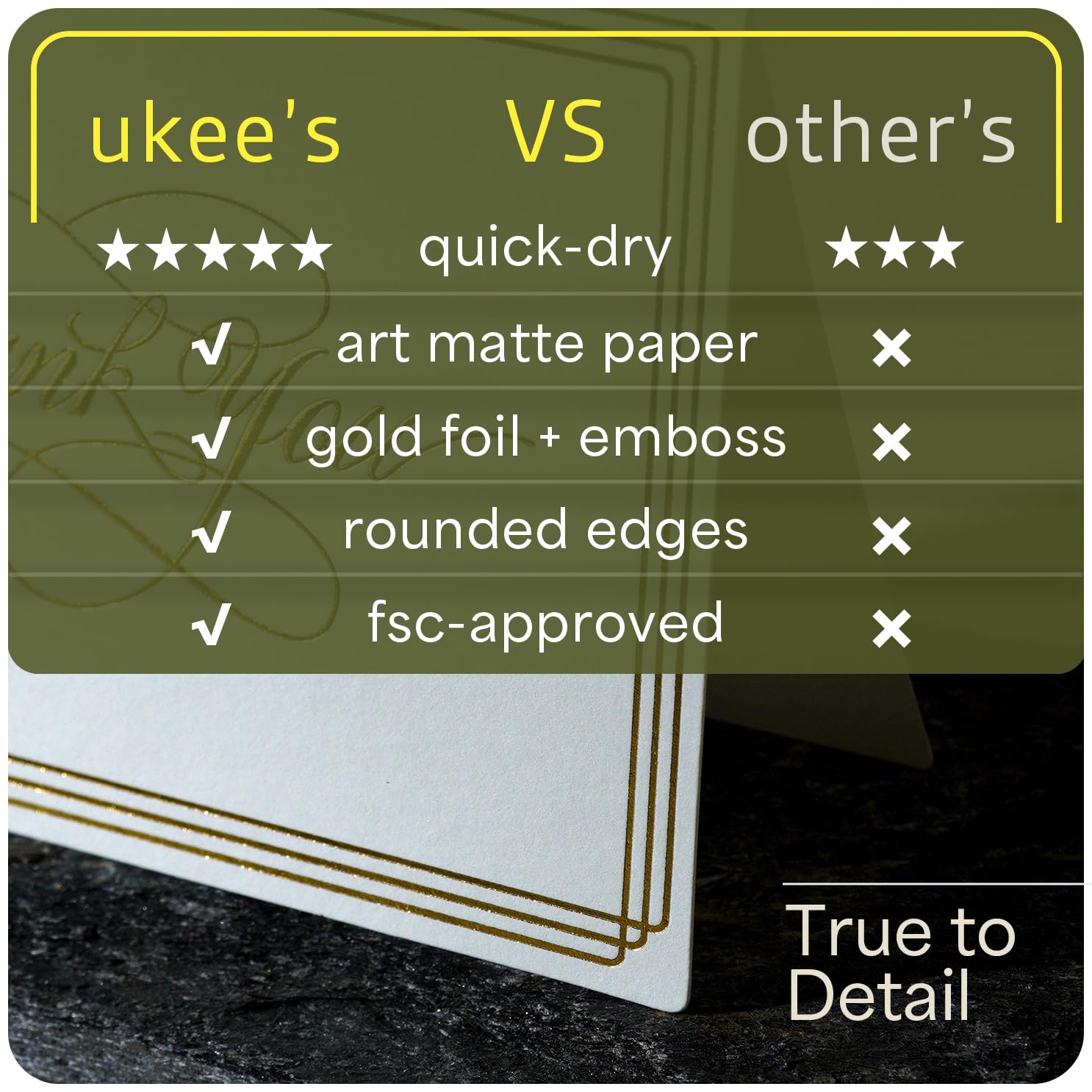 ukee's Thank You Cards with Envelopes 100-Pack, Blank Inside 4-Color Embossed Gold Foil Script Thank You Notes with Matching Stickers, for Small Business Graduation Wedding Baby Shower Funeral, 3.5"x 5"