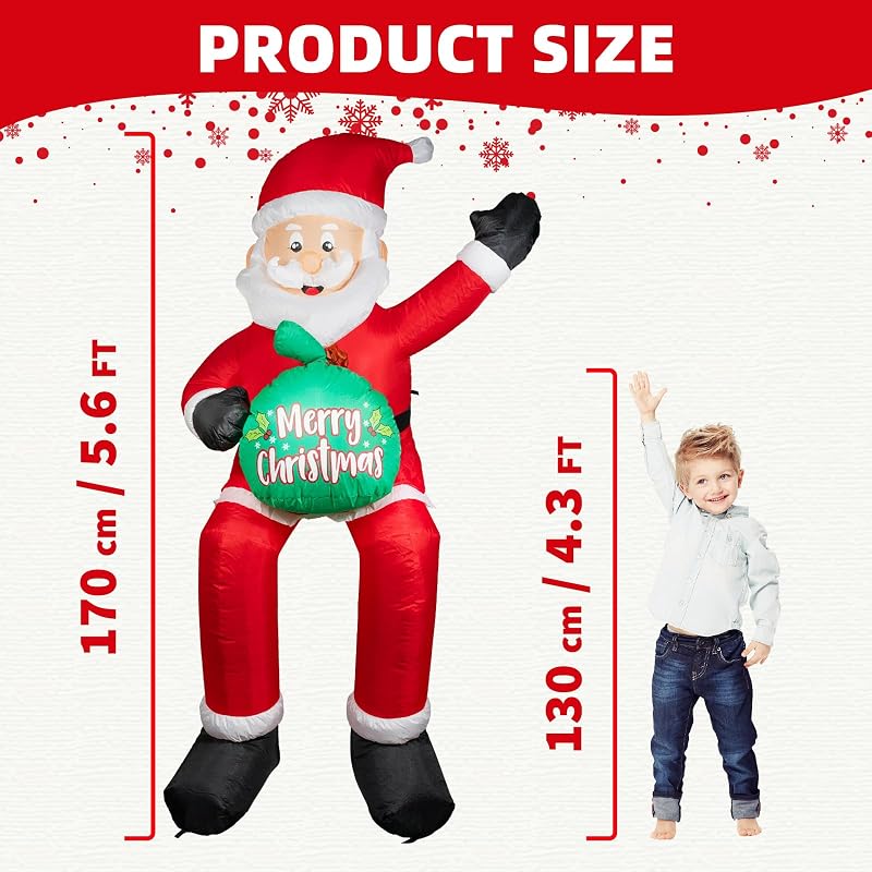 5.6 ft Christmas Inflatable Santa Claus with LED Lights – Weatherproof Yard Decor