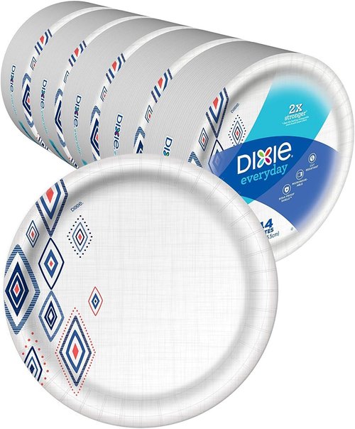 Dixie Disposable Paper Plates - Dinner Size, 10 1/16" | 220 Count in 5 Convenient Packs