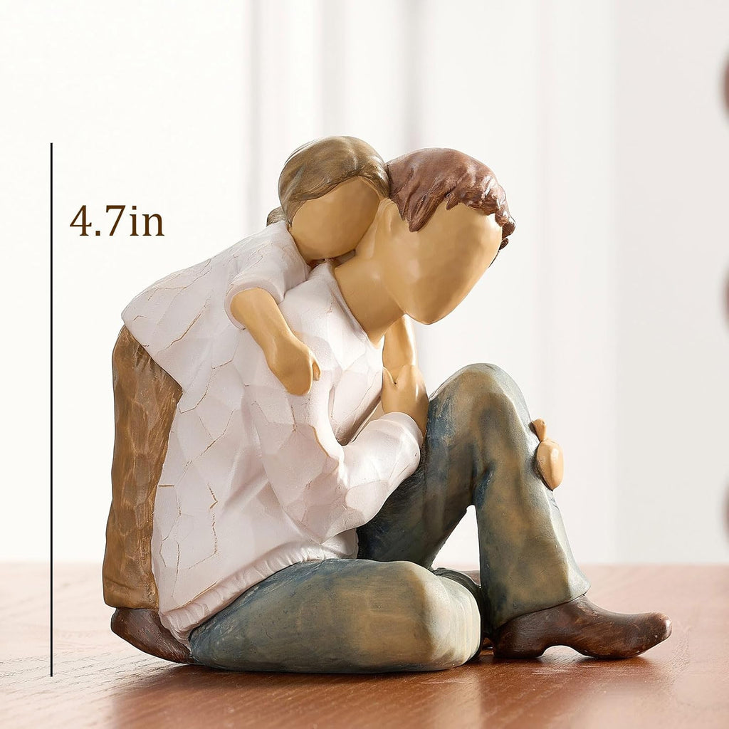 NAN ZAI NAN FANG Father Daughter Figurine - Personalized Resin Sculpture | 4.7" Hand-Painted Gift for Dad