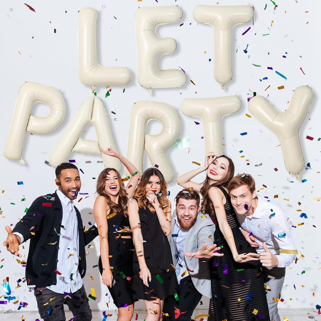 Skiennix Large Mylar Helium Alphabet L Balloon - 40 Inch Beige Foil Letter for Birthday Party Decor