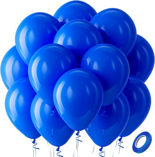 Bezente Royal Blue Latex Party Balloons - 100 Pack of 12-Inch Round Helium Balloons for Celebrations
