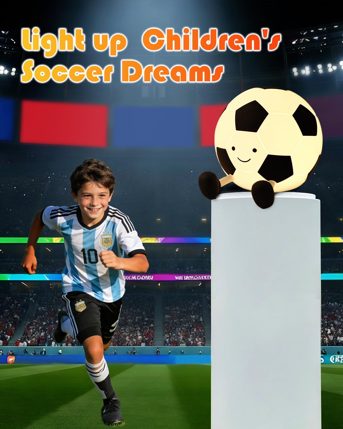 YISUN Soccer Night Light for Boys Light Up Football Lamp Dimmable Rechargeable Silicone Night Light Home Decor Birthday Christmas Gifts for Kids