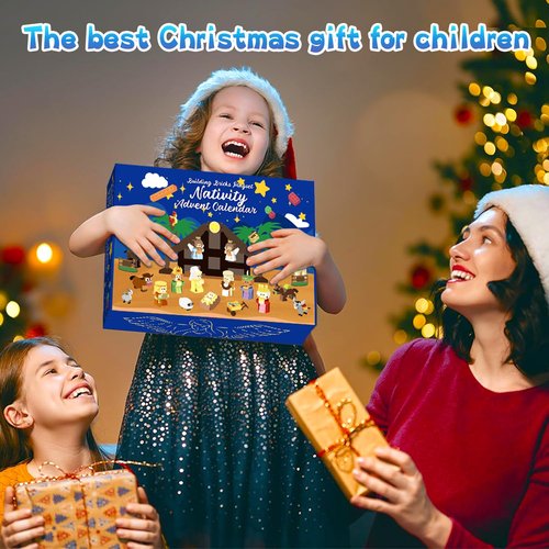 Nativity Advent Calendar 2025 Kids Adult Girls Boys Teens, 1500PCS Christmas Advent Calendar Christmas Gifts for Kids Nativity Set for Kids Girls stocking stuffers 24 Boxes Christian Advent calendar 2025