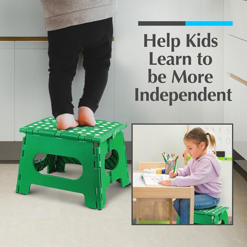 Handy Laundry Folding Step Stool - Lightweight & Sturdy for Adults and Kids - Easy One-Flip Design (Green | 2-Pack)