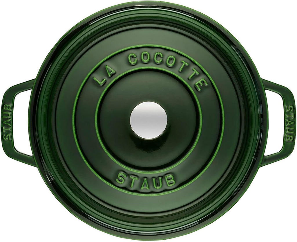 Staub 5.5 Quart Round Cocotte - Elegant Basil Color for Perfect Cooking and Serving