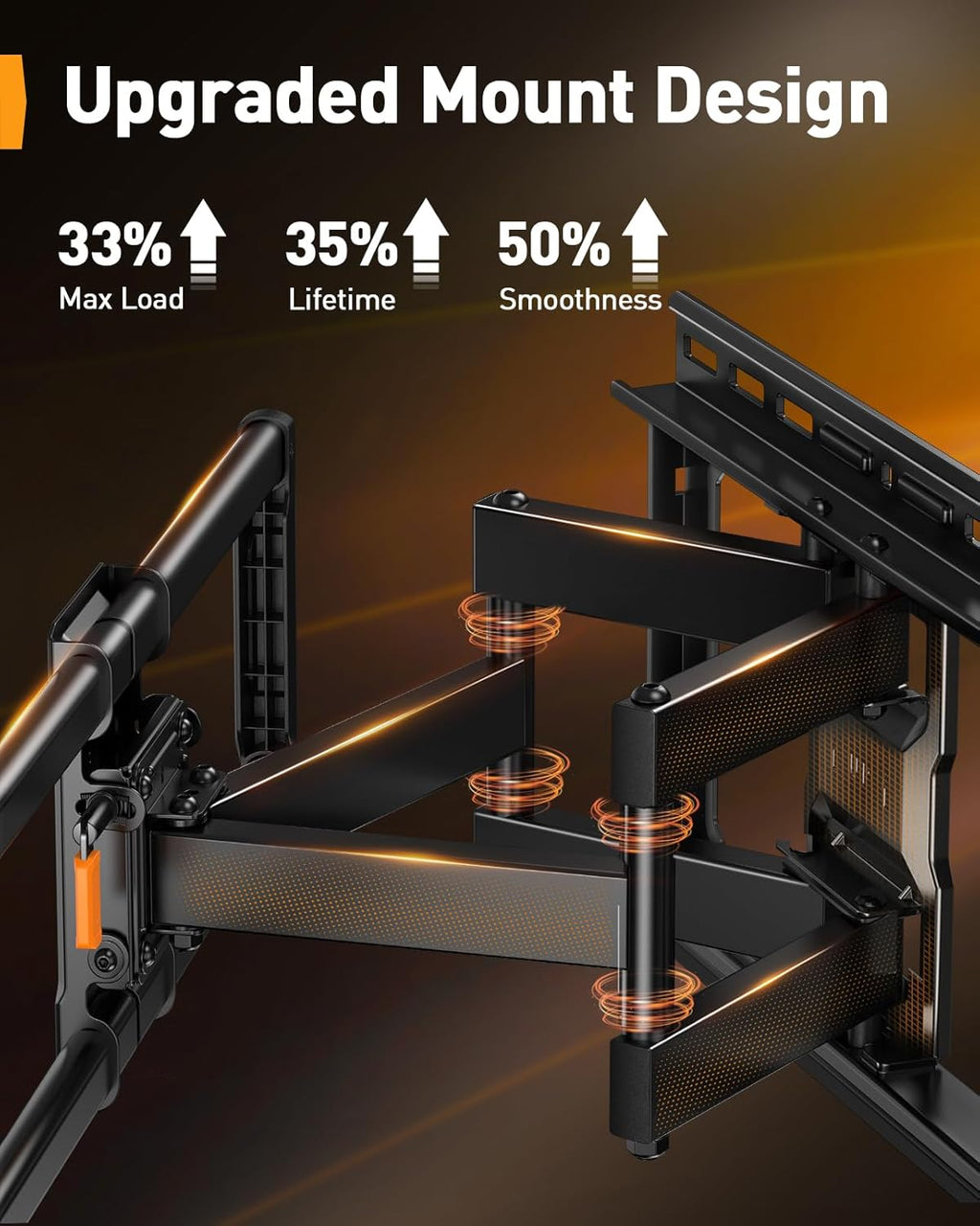 Perlegear Full Motion TV Wall Mount - Fits 42–97 Inch Flat & Curved TVs Up to 132 lbs | Tool-Free Tilt & Swivel